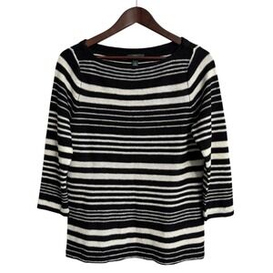 Lauren Jeans Co linen blend sweater women's large preppy striped beachy coastal